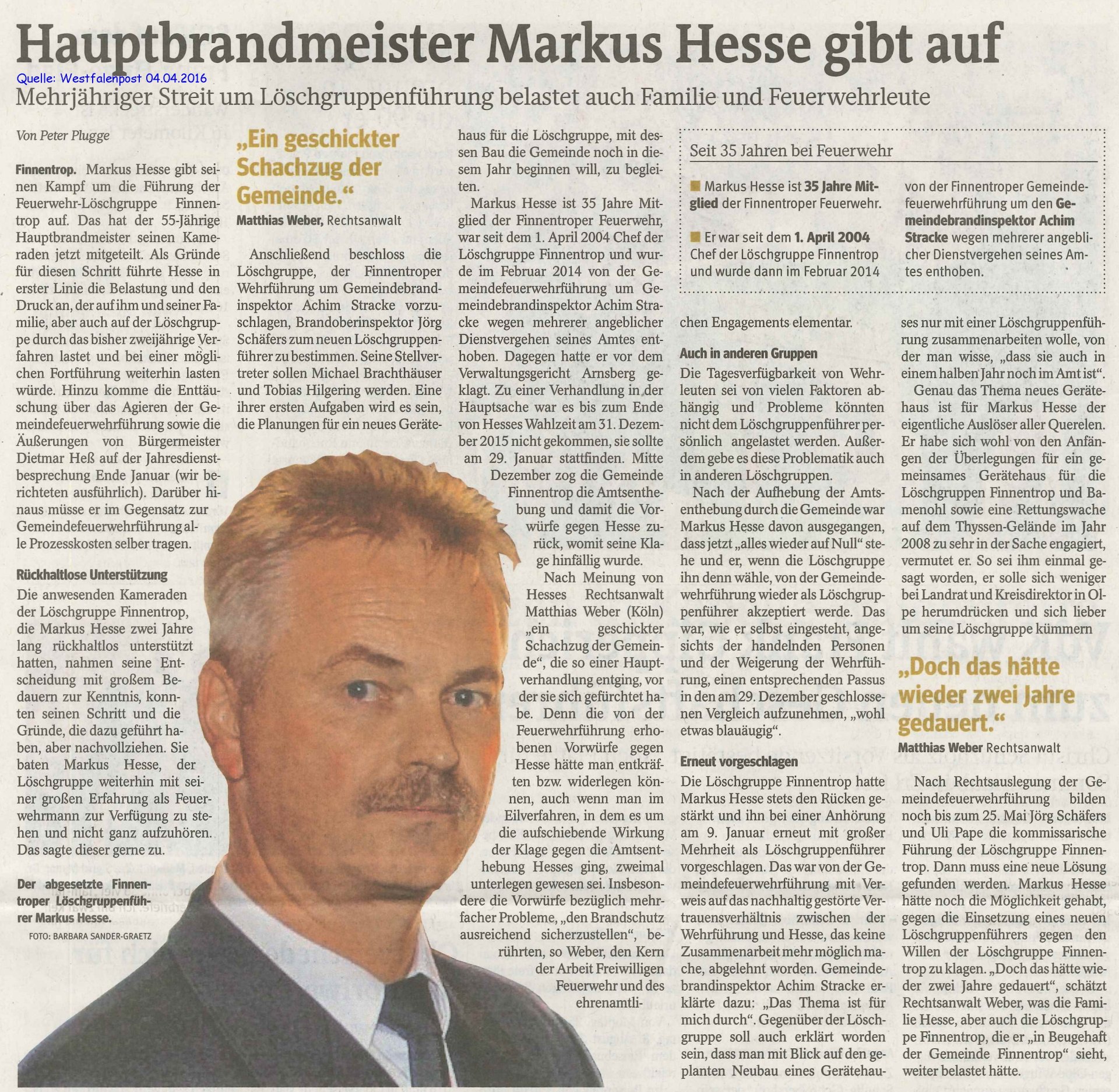2016 04 04 WP Hauptbrandmeister Markus Hesse gibt auf