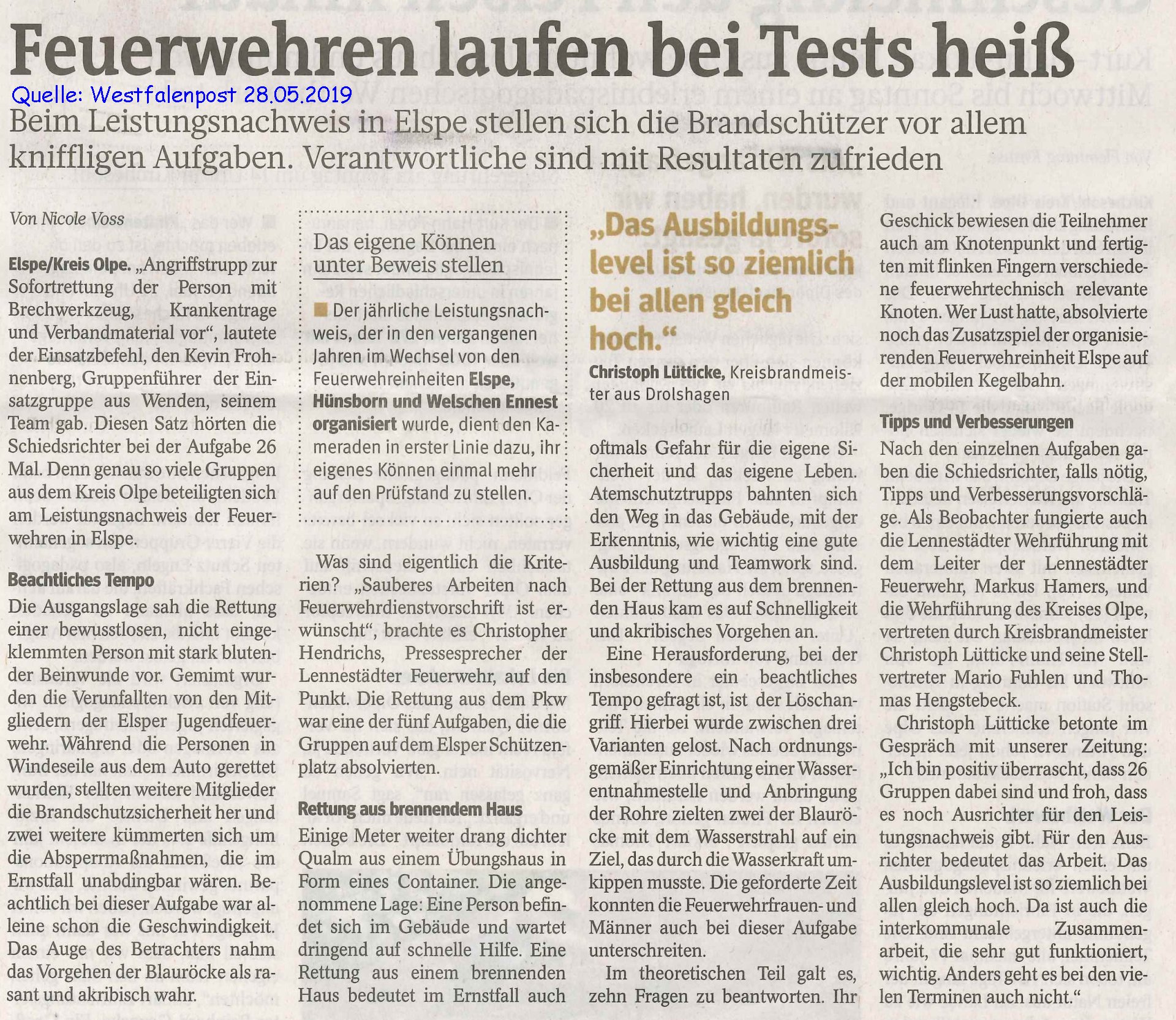 2019 05 28 WP Feuerwehren laufen bei Test heiß Text